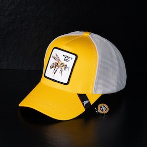 Embroidered Bee Trucker Hat - Unisex  Style Cotton Cap - Bee Embroidery Design on Baseball Cap - Great Gift for him & her, bug sun hat