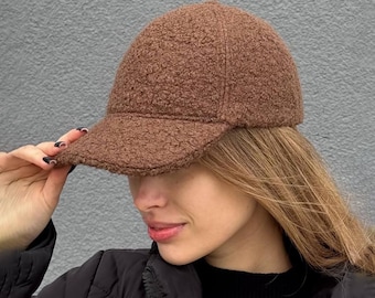 Gorra de béisbol de lana para mujer, gorro de invierno suave y cálido, gorro elegante y acogedor para mujer, regalo para ella