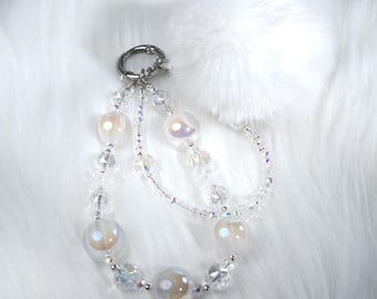 Handgemachter Schmuck, Lila Pom Pom Anhänger, Lavendel Bubble Bead Strap, Fairycore Ästhetik, Taschenanhänger, Y2K Schlüsselanhänger, Geschenk für Freundin