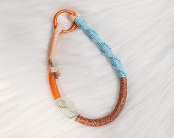 Handmade Cotton Woven Phone Chain, Boho Orange Braided Phone Charm, Colorful Strap, Valentine Day Gift for Her
