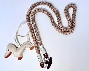 Leather Pony Phone Lanyard: Handwoven Silk Rope, Adjustable Length