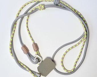 Cordón de nailon ajustable para teléfono: verde fluorescente y marrón
