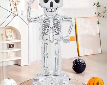 Globo de aluminio de esqueleto autoportante: decoración reutilizable para fiesta de Halloween