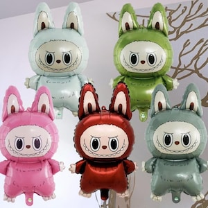 5 Pcs Cute Anime Labubu Balloons – Aluminum Foil Party Balloons for Baby Shower, Birthday Party Decor, Anime Party Supplies
