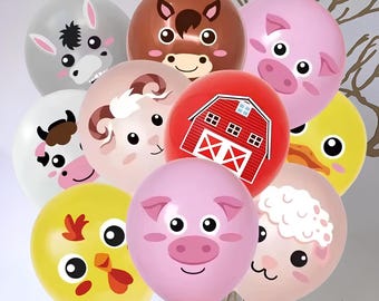 Bauernhof Tiere Ballons Latex, Kuh Schwein Pferd Schaf Küken Latex Ballons Kindergeburtstag Party Dekoration Tier Ballons Babyparty.