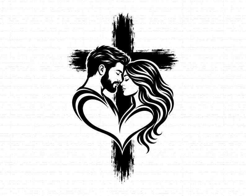 Christian Couple SVG, Faith Heart Cross Cut File, Marriage T-shirt ...