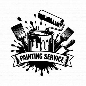 Maler Logo SVG, Malerei Service Emblem, Haus Maler T-Shirt Design, Farbe Splatter Cricut Datei, Unternehmer PNG, sofortiger Download