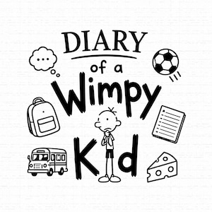 Archivo SVG de Diario de un chico en apuros, archivo Cricut de personaje de libro, PNG de autobús escolar con queso, diseño de camiseta con imágenes prediseñadas de Greg Heffley, descarga instantánea