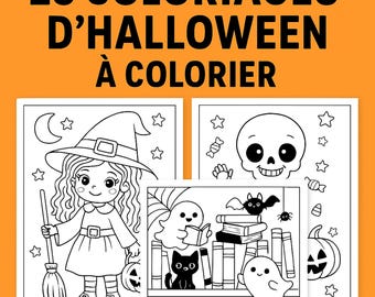 25 pagine da colorare di Halloween per bambini in formato PDF A4 da stampare – Fantasmi, streghe, zucche – Attività creativa e divertente