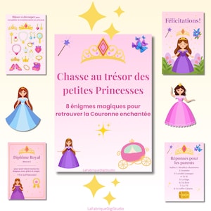 Printable Princess Treasure Hunt – 8 Magic Puzzles + Diploma & Accessories – Girls&#39; Birthday Game, Children&#39;s Activity