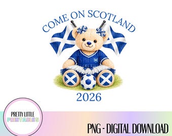 Escocia Oso de peluche Fútbol PNG, Copa Mundial 2026 PNG, Niña (Descarga digital)