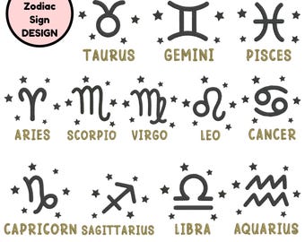 Zodiac Constellation Machine Embroidery Design Star Sign Embroidery Zodiac Signs Embroidery Zodiac Symbols Embroidery 3+Sizes Download Files
