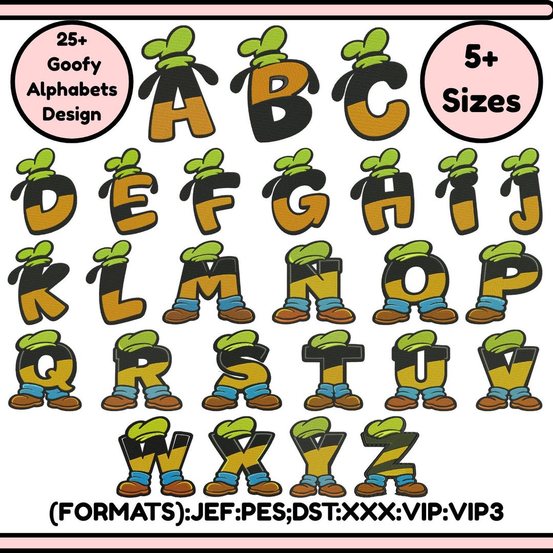 Goofy Alphabets Machine Embroidery Design Walt Embroidery Bundle Max ...
