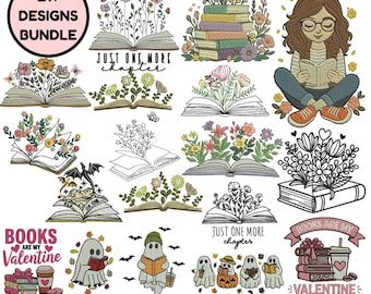 Maskinbroderidesign med blommig bok: Mystisk läsarmönster (DST, PES)