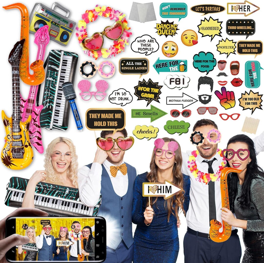 Wedding Photo Booth Props – 70-piece Party Kit - Etsy