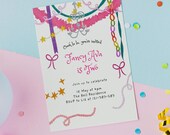 Two Fancy Party Invitation, Whimsical Watercolor Invite, Girl Birthday, Editable Template