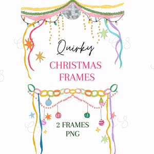 Handgetekende, eigenzinnige aquarel kerstframes, vintage kerstrandclipart