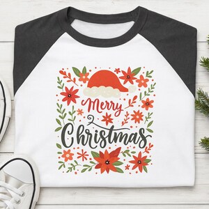 Festive Holiday Raglan Shirt, Unisex Three-Quarter Sleeve Tee, Christmas Top, Casual Wear, Gift for Him and Her