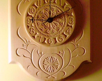 Beautiful chip-carved pendulum clock