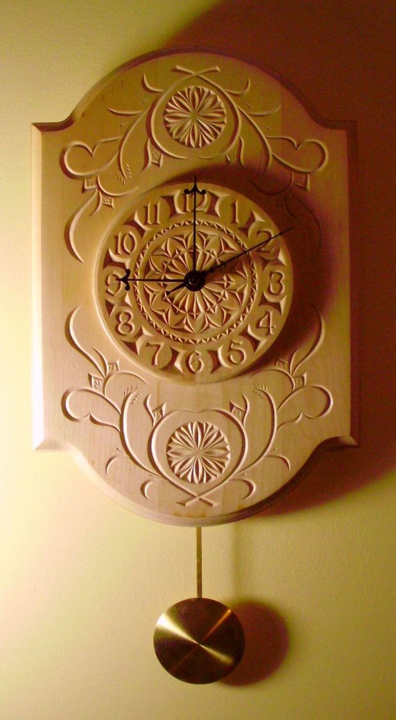 Beautiful Chipcarved Pendulum Clock Etsy