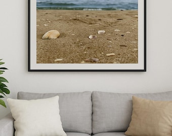 Seashell on the Beach Wall Art | Coastal Nature Printable | Ocean Photography Digital Download