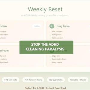 ADHD Cleaning System | Weekly Reset Checklist | Executive Dysfunction Tool | Neurodivergent PDF