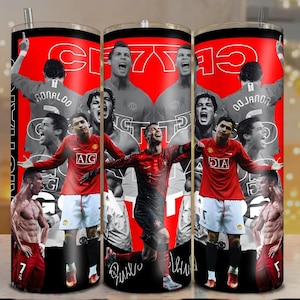 Envoltura para vaso de Cristiano Ronaldo PNG – Diseño de vaso de fútbol de 20 oz – Envoltura imprimible del Real Madrid – Descarga digital de Ronaldo PNG