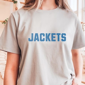 Jackets Mascot T-Shirt, Distressed Retro Game Day Tee, Vintage School Spirit Wear, College Football Fan Gear, Team Pride Shirt, Sports Top
