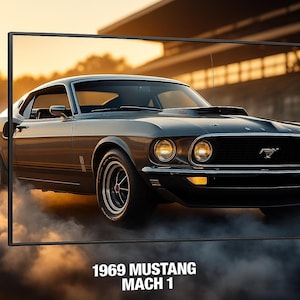 1969 Mustang Mach 1 Poster – Classic Muscle Car Wall Art Print, Semi-Glossy, Multiple Sizes