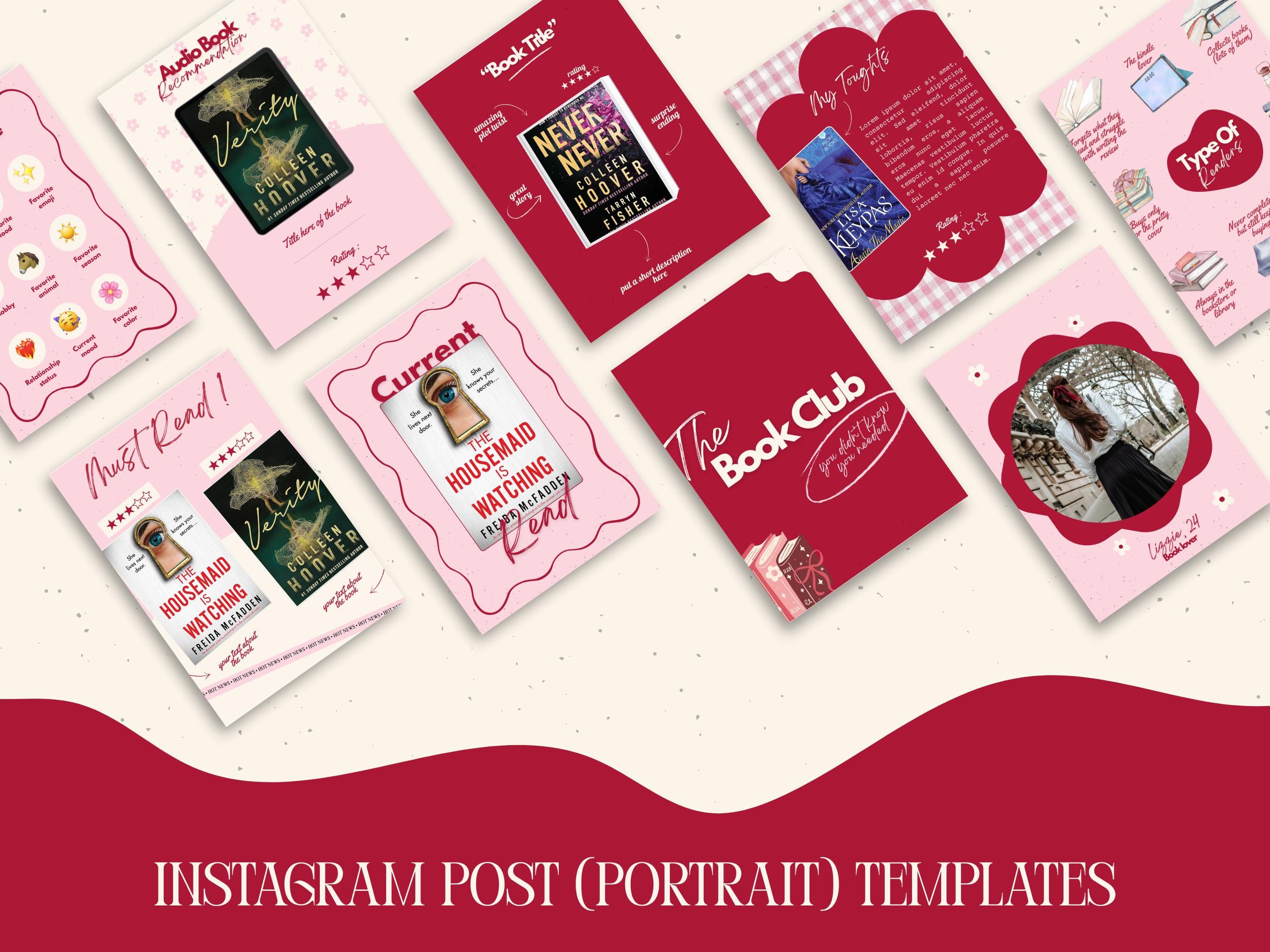 Bookstagram Template Instagram Canva Bookish Instagram Editable ...