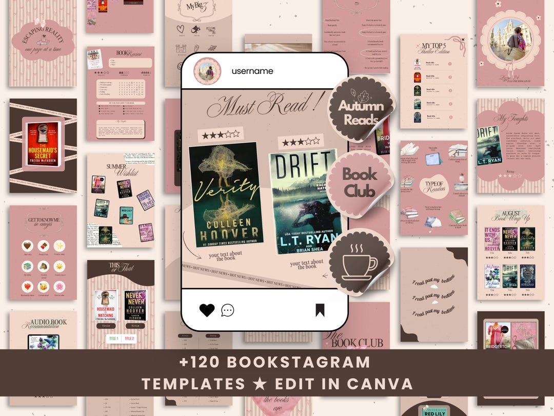Bookstagram Template Instagram Canva Bookish Instagram Editable ...