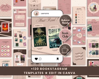 Bookstagram template Instagram Canva Bookish Instagram Editable bookstagrammer post Book lover social media