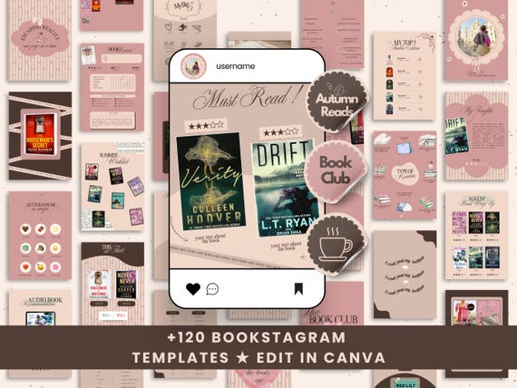 Bookstagram template Instagram Canva Bookish Instagram Editable bookstagrammer post Book lover social media