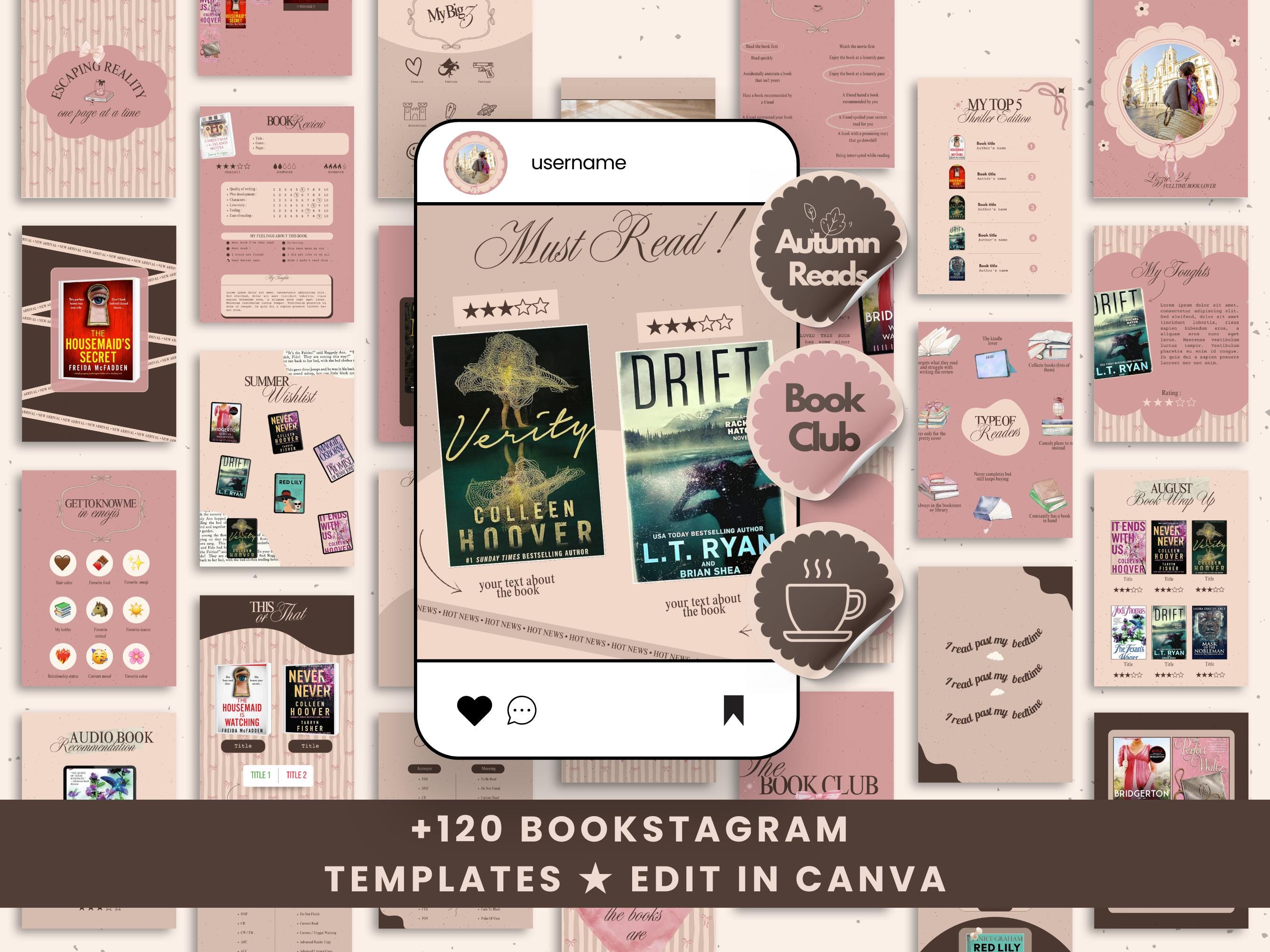 Bookstagram Template Instagram Canva Bookish Instagram Editable ...