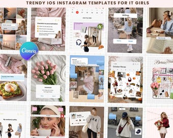Trendy iOS Instagram templates for content creator, Digital marketing, Instagram post, SMM viral, Aesthetic clean girl, Lifestyle influencer