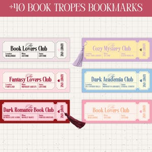 Book lovers club ticket bookmark Bookish girlie Book Reader Printable Bookmark Gift for book readers Trope bookmark