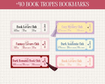 Book lovers club ticket bookmark Bookish girlie Book Reader Printable Bookmark Gift for book readers Trope bookmark