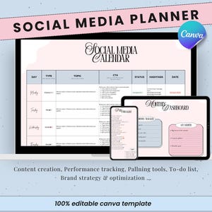 Social Media Content Planner for Creators Canva Template Content Calendar Daily Checklist Branding Strategy Content Ideas Yearly