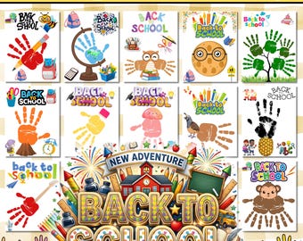 Back to School Handprint Craft Bundle, Printable First Day of School Activity, Preschool Kindergarten Keepsake Art, 20+ Pages