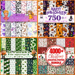 Pu&ograve; includere: Una collezione di pacchetti di carta digitale a tema vario. Include disegni di farfalle, Halloween, San Patrizio e Natale. Ogni pacchetto contiene un gran numero di carte digitali, di 30,48 cm x 30,48 cm.