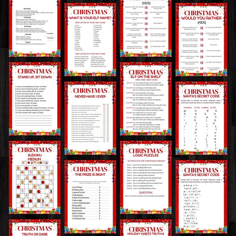 Christmas Game Bundle – 200+ Printable Holiday Party Games for Kids ...