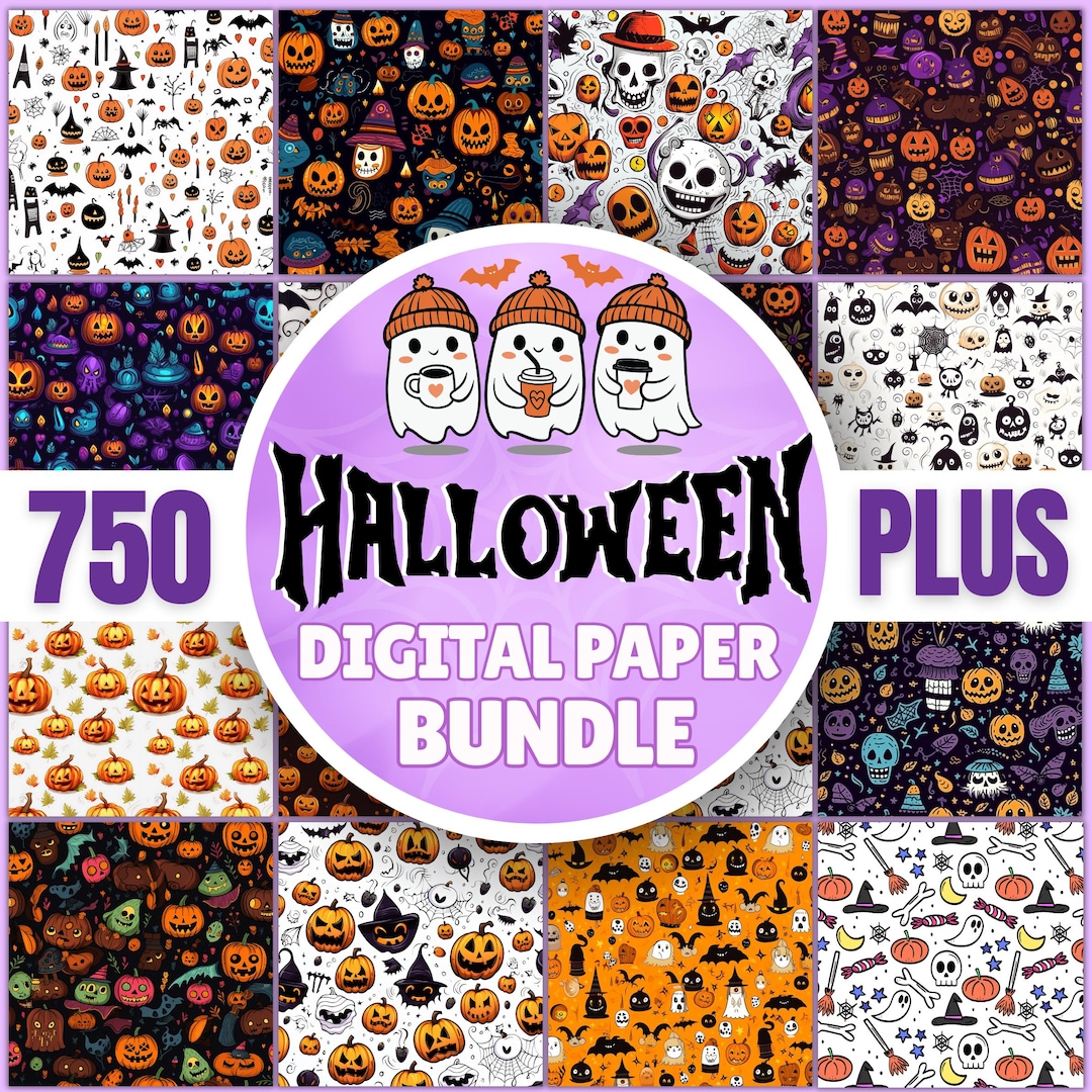 Halloween Digital Paper Bundle | 750+ Seamless Spooky & Vintage ...