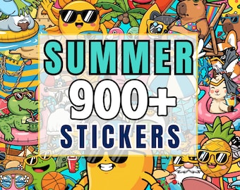 Summer Stickers Bundle 800+, Cute Summer Clipart PNG, Kawaii Beach Sticker Pack, Tropical Sublimation Designs