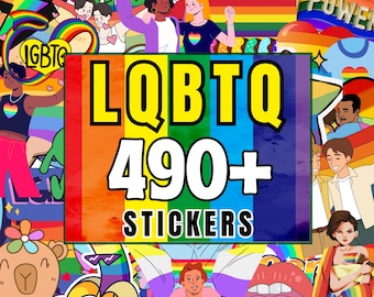 LGBTQ Pride Sticker Bundle 490+ Rainbow Clipart, Digital Designs for Shirts, Crafts, Wall Art