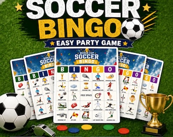 Soccer Bingo Printable Game, 30 Unique Cards, Match Day Watch Party Activity, Family Football Party PDF