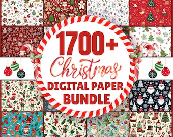 Christmas Digital Paper Bundle, 1700+ Designs, Seamless Patterns – Instant Download