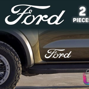 2x Ford Racing Vinyl Decals – 9.65&quot; Car Stickers for Doors, Hood & Body Panels | Graphic Stripes, Emblem, Badge 5 Color Options