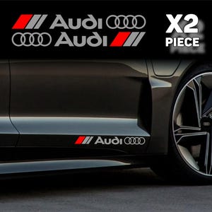 Audi vinylklistermärken 2 st – sidokjol- och motorhuvsdekaler, logotypemblem