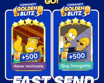 GOLDEN BLITZ STICKER - Ranier Wolfcastle - Guy Incognito Monopoly Go Gold Card - Fast Send