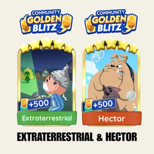 GOLDEN BLITZ STICKER Monopoly Go Gold Extraterrestrial & Hector